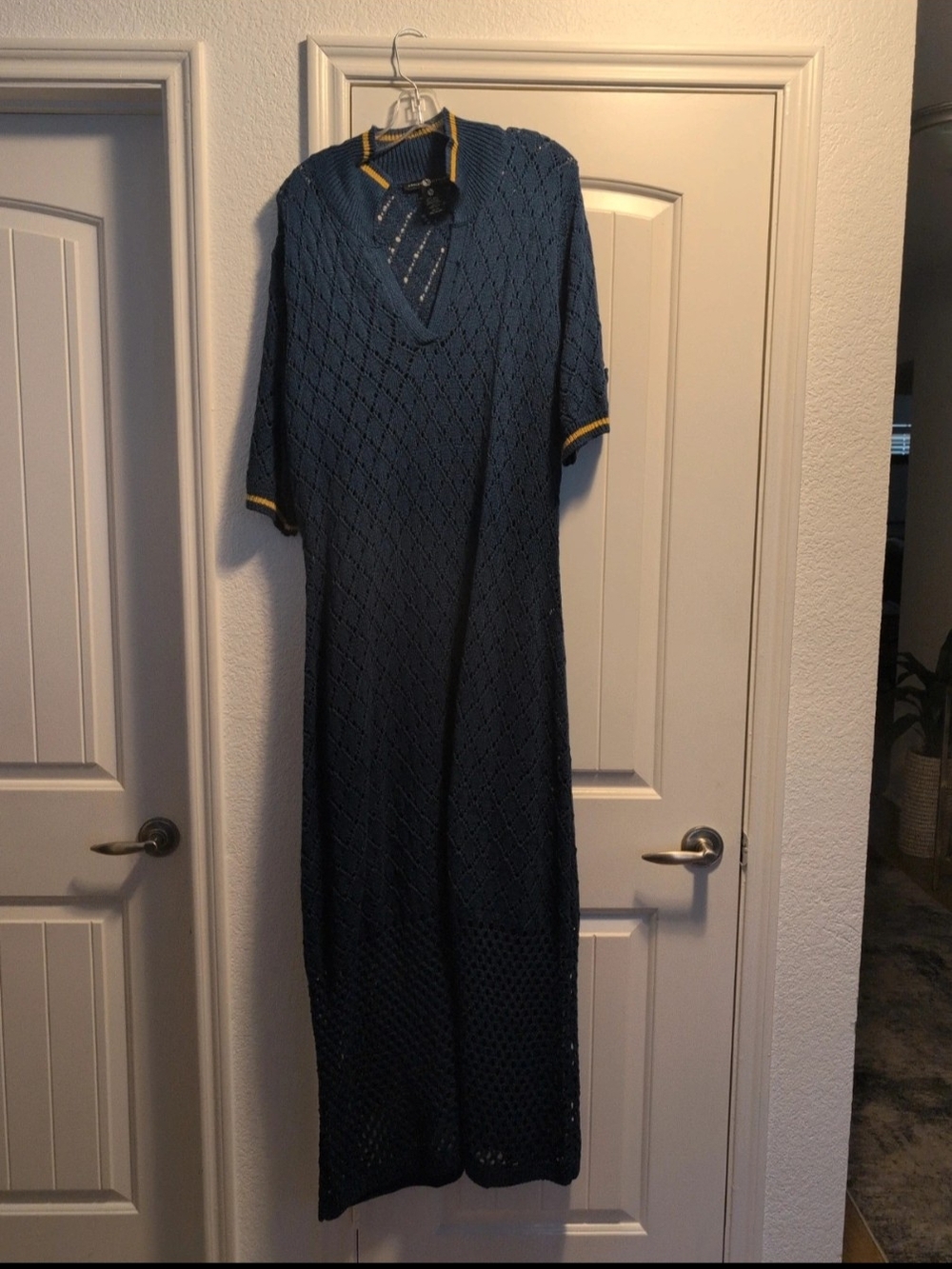 Blue Knit V-Neck Maxi Dress size 22/24